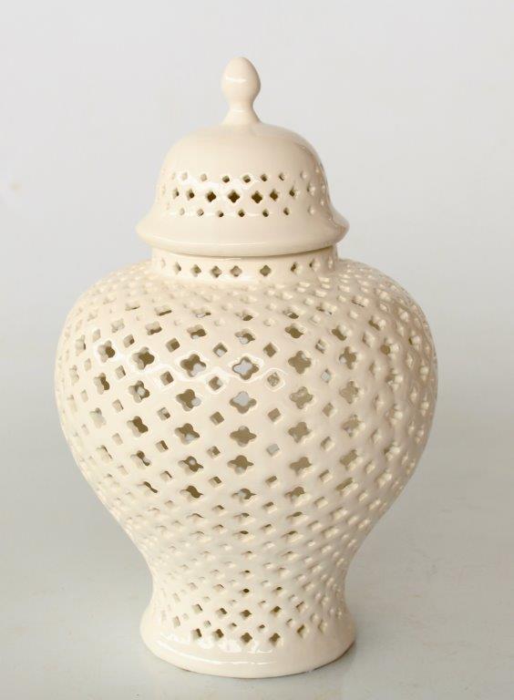 Medium White Cut-Out Ginger Jar